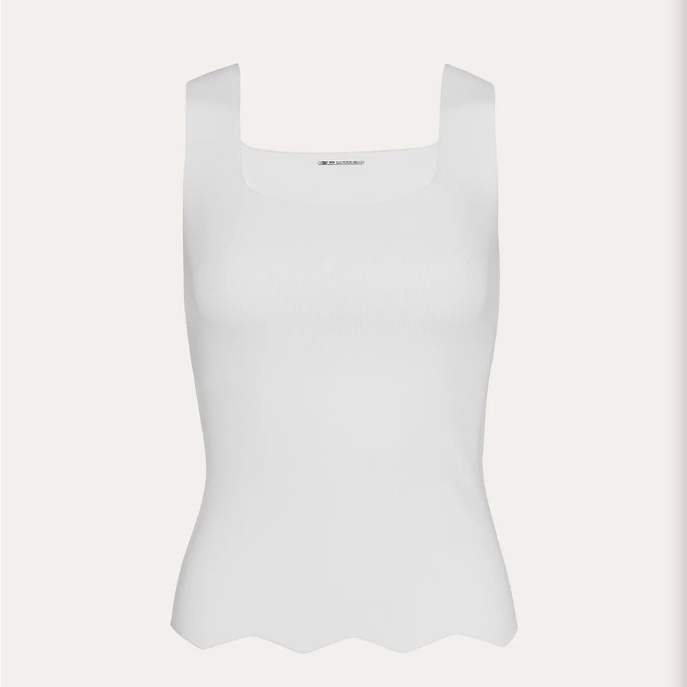 Elie Tahari White Scallop Hem Tank